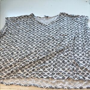 Liz Claiborne 3X Black White Patterned Short Sleeve Professional Top